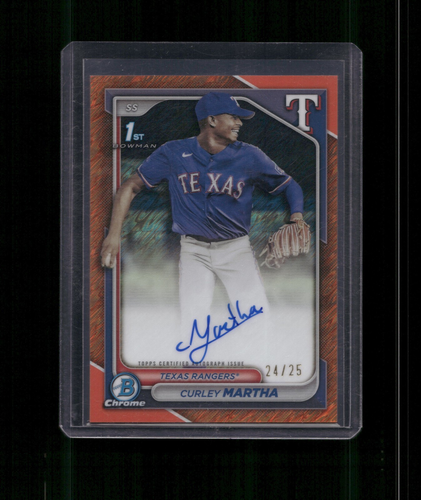 2024 Bowman Chrome Curley Martha 1st Orange Shimmer Refractor Auto /25 (D)