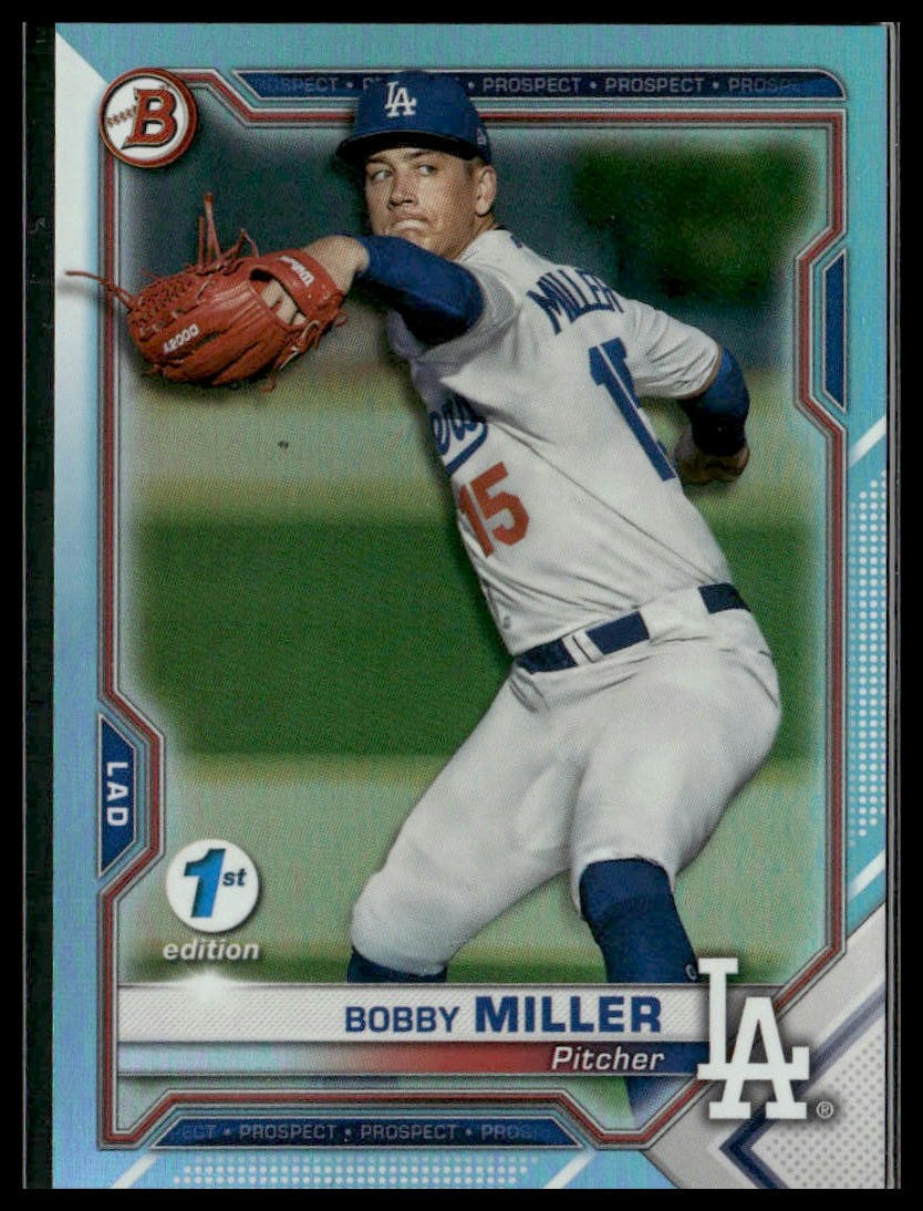 Bobby Miller 2021 Bowman 1st Edition Sky Blue #BFE-75 Los Angeles Dodgers