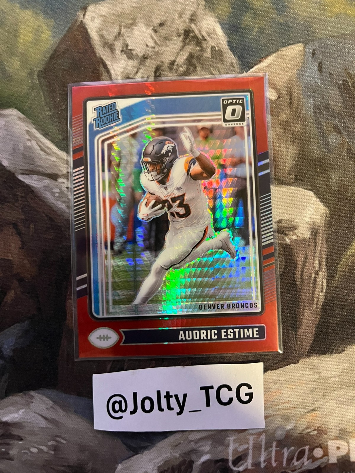 2024 Panini Donruss Optic - Rated Rookie Audric Estime #206 Red Hyper Prizm (RC)