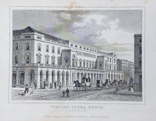 Italian Opera House , London .  Dugdales Antique Print.  Free UK P&P