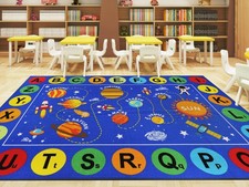 Outer Space Classroom Rugs 6.6'x9.8' Non Slip ABC Alphabet Classroom Rug Elem...