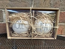 Rae Dunn Ornaments 2 Noel Peace In Box Gift Set Magenta Holiday Christmas Tree