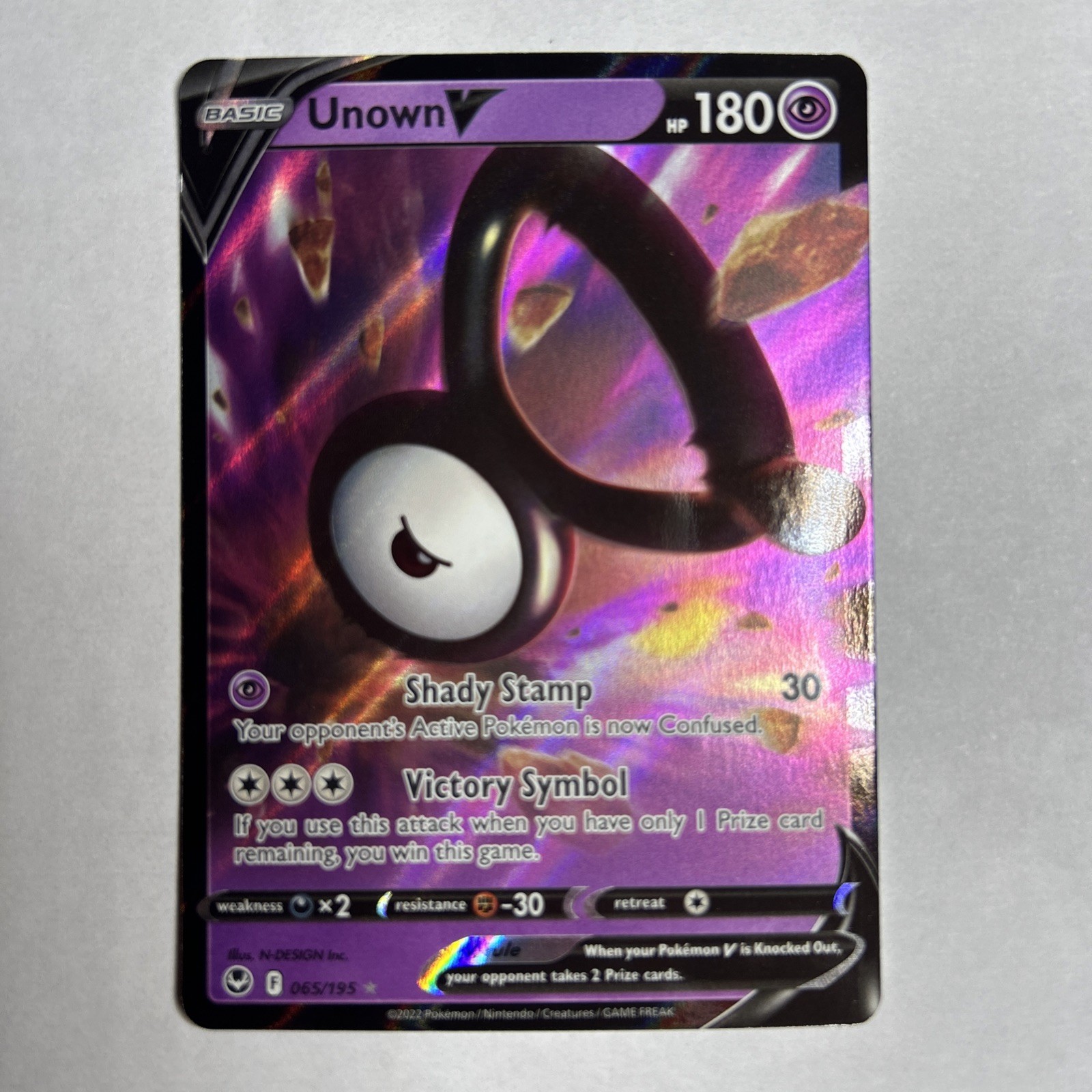 Pokemon TCG Card - Unown V 65/195 - Ultra Rare Holo NM - Pokemon Silver Tempest
