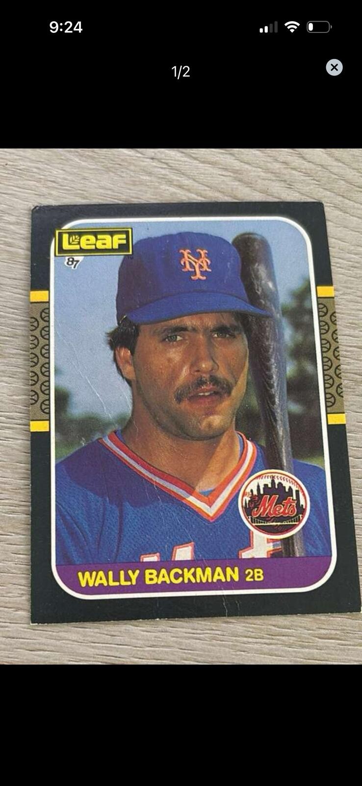 1987 Leaf Wally Backman New York Mets Baseball Card #59