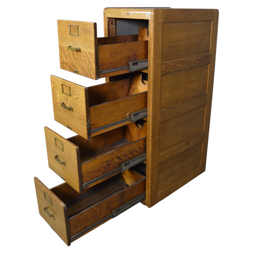 Antique Oak File Cabinet, 4-Drawer, Library Bureau Sole