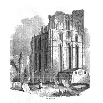 TYNEMOUTH PRIORY Northumberland - antiker Druck 1845