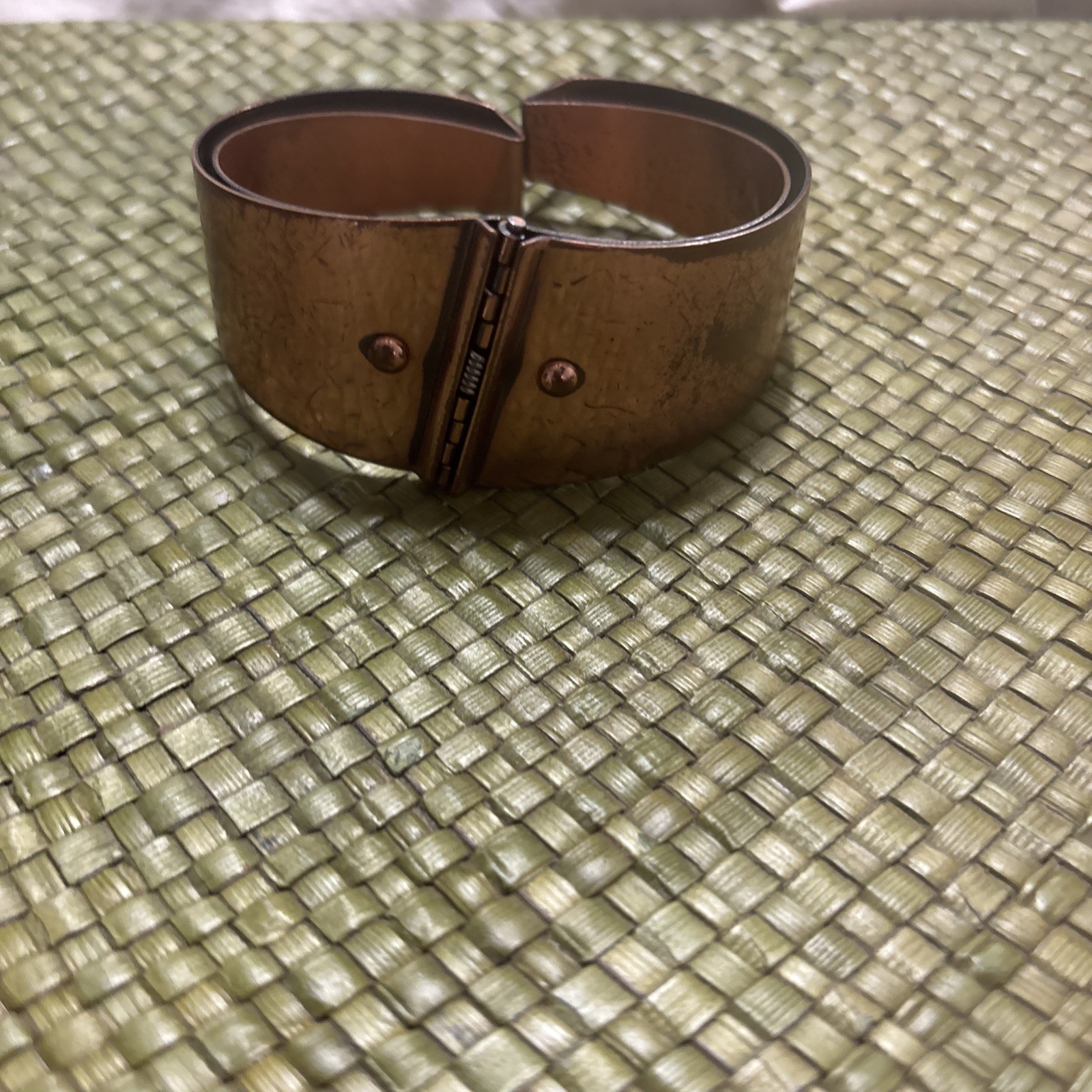 Vintage Renoir Signed Copper Clamper Bracelet Cuff Hinged mid-century. See Flaws
