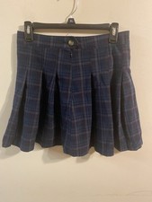 Women's American Eagle Blue Red Plaid Schoolgirl Style Mini Skirt Size 4