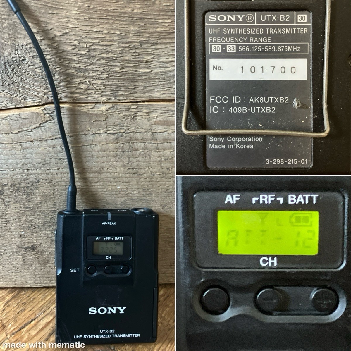 SONY UTX-B2 30 UHF Synthesized Diversity Transmitter | eBay