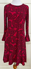 NWT Michael Kors size S pink black paisley long sleeve slinky A-line dress