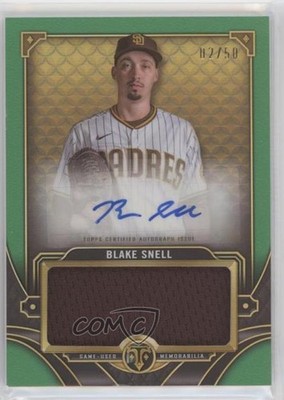 2022 Topps Triple Threads Single Jumbo Relics Emerald 2/50 Blake Snell Auto 03az