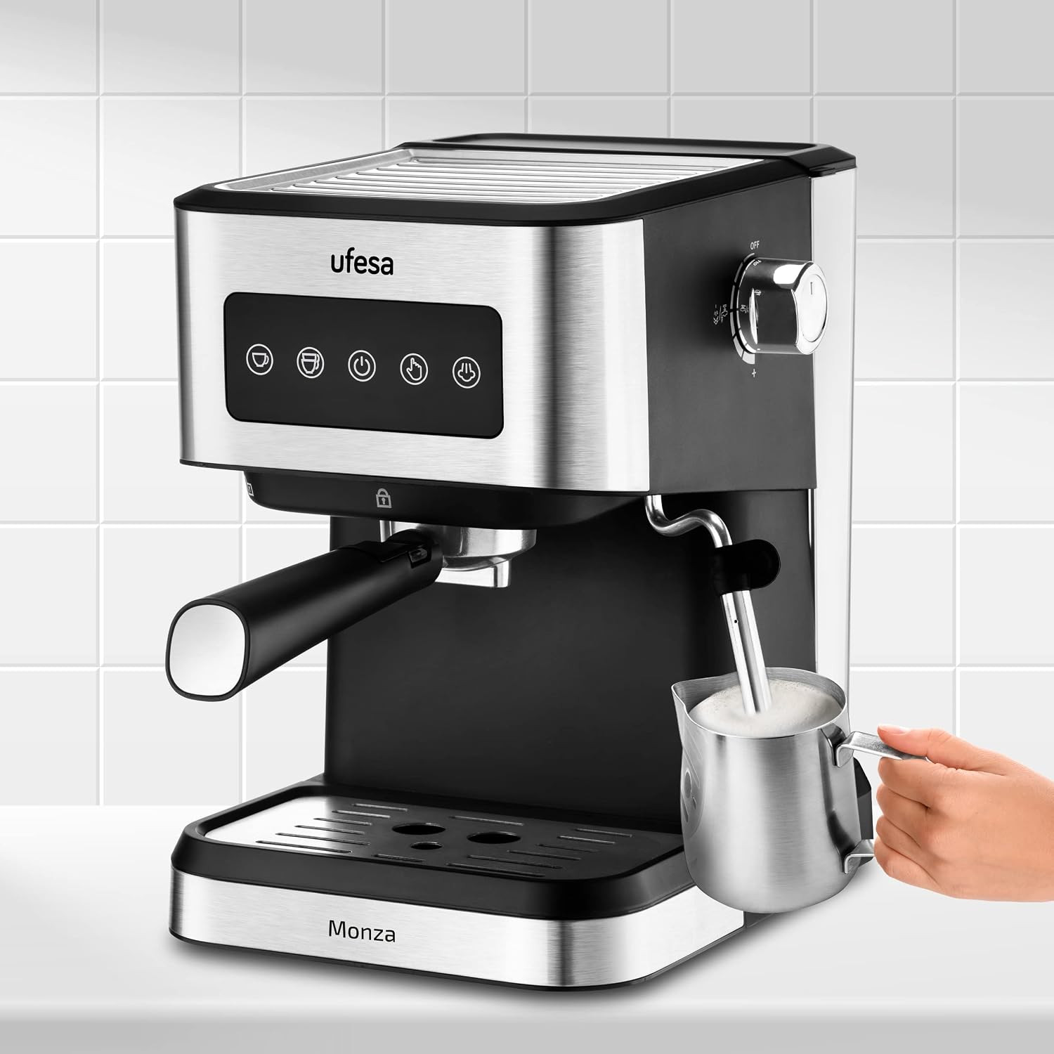 Monza Macchina Caffè Macinato E Cialde Monodose ESE, Pressione 20 BAR, Pannello foto 2