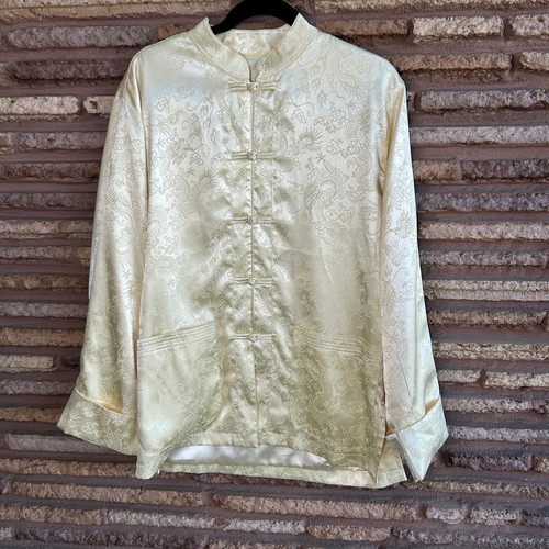 Men's Tang Jacket Vintage Yellow Chinese Huimianii Dragon Size XL