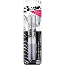 Sharpie Metallic Permanent Markers, Fine 1 Count Pack of 2 , 2 Silver