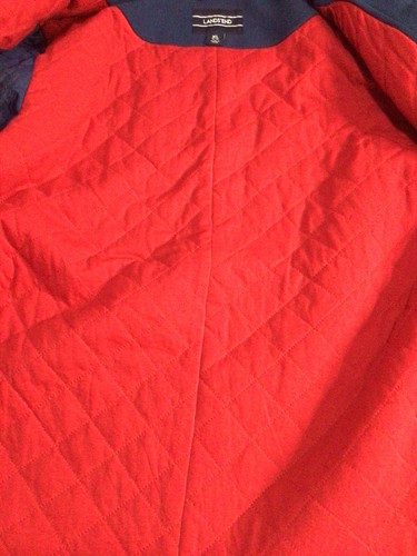 Lands End Jacket Womens XL 18-20 Navy Blue Hooded Toggle Coat Lined Red Quilted - Afbeelding 4 van 11