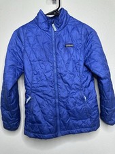 Patagonia Nano Puff Brick Quilt Jacket Youth Large 12 Blue Puffer Full Zip