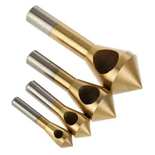 4pcs Titanium Coated Countersink Chamfer Deburring Tool Set, High-Speed Steel...