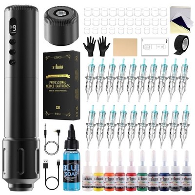 Tattoo Maschine Set kabellos mit 20 Nadeln professionelle Rotary Tattoo Pen