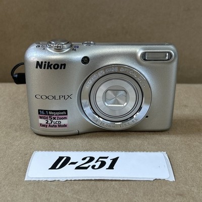 Nikon COOLPIX L27 Silver 16.1MP Digital Camera 3x Zoom Tested 32GB SD Card