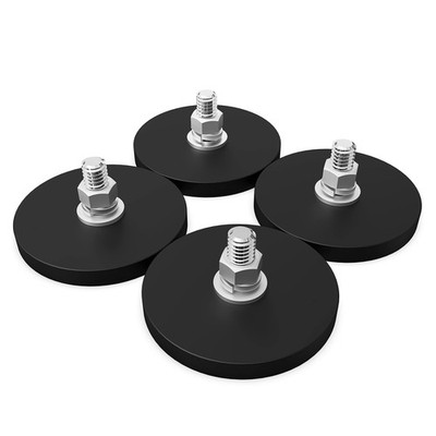 4Pcs Rubber Coated Magnets, 20LBS Neodymium Magnet Base with M6 Threaded Stud...