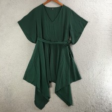 Shein Clasi Hanky Hem Dress Womens 0XL Butterfly Sleeve Belted V-Neck Casual