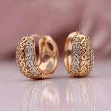 2 Ct Round Cut Lab Created Diamond Women's Hoop Earrings 14k Yellow Gold Plated
