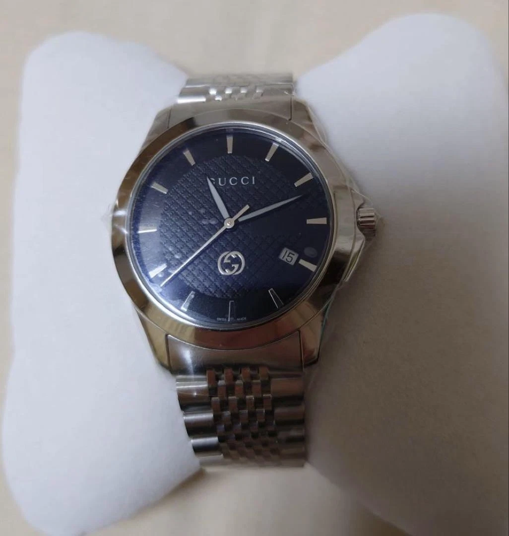 Montre analogique pour homme GUCCI G Timeless YA1264106 argent noir acier inoxydable neuve