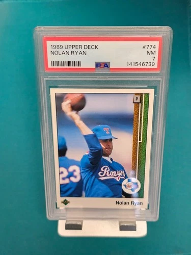 💎 1989 Upper Deck Nolan Ryan #774 PSA 7 NM Throwing Football Rangers HOF ⚾