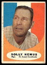 1961 Topps Solly Hemus - St. Louis Cardinals #139