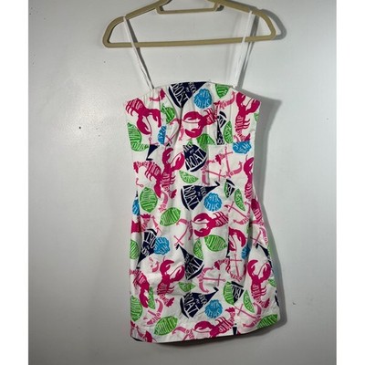 Womens Lilly Pulitzer Clyde Strapless Dress ''Rock My Boat'' Resort White Print 4