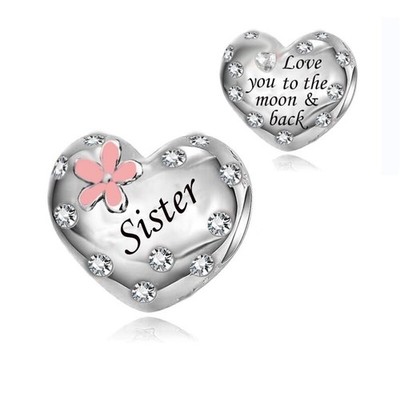 SCHWESTER ROSA BLUME CHARM I LOVE YOU TO THE MOON   ECHT 925 STERLING SILBER