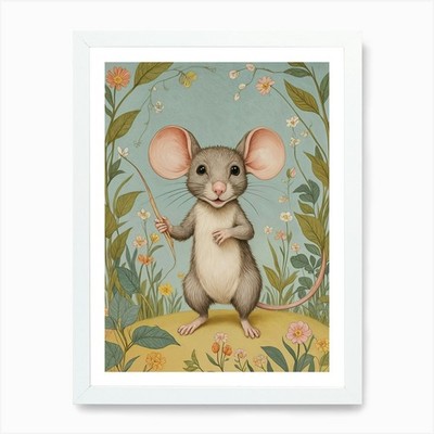 Kleine Maus im Garten Kunstdruck gerahmtes Wandbild Poster Leinwanddruck Bild