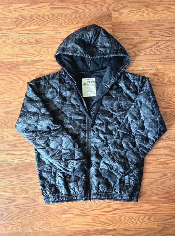 Zero Foxtrot Woobie Zip Hoodie L Black Tiger Stripe Camo Quilted Jacket Tactical