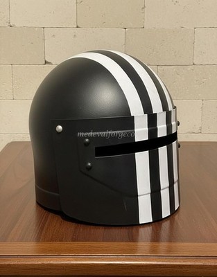 Medieval Crusader Helmet PUBG Game  Black White Crusader Knight Armor LARP Gift