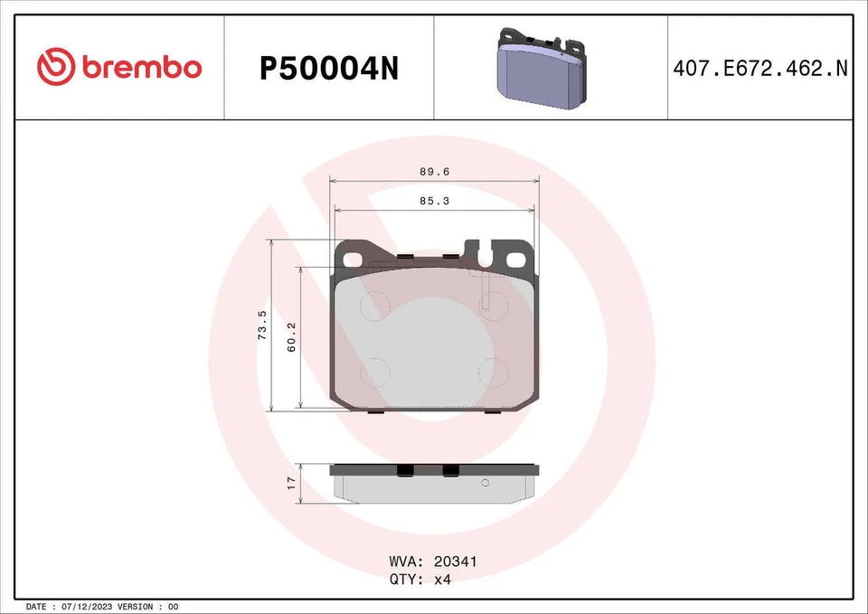 Juego de pastillas de freno de disco para Mercedes-Benz 420SEL 1986-1991 560SEC, 560SEL 300SE, 300SE Foto 3 de 3