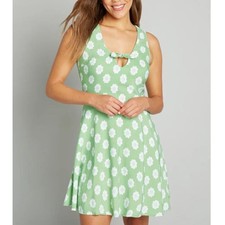 Modcloth Green Floral Retro Mini Dress Size 14