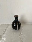 Miniature Tenmoku Black Glaze Studio Bud Vase White Slip Japan Late 20th C — photo 1