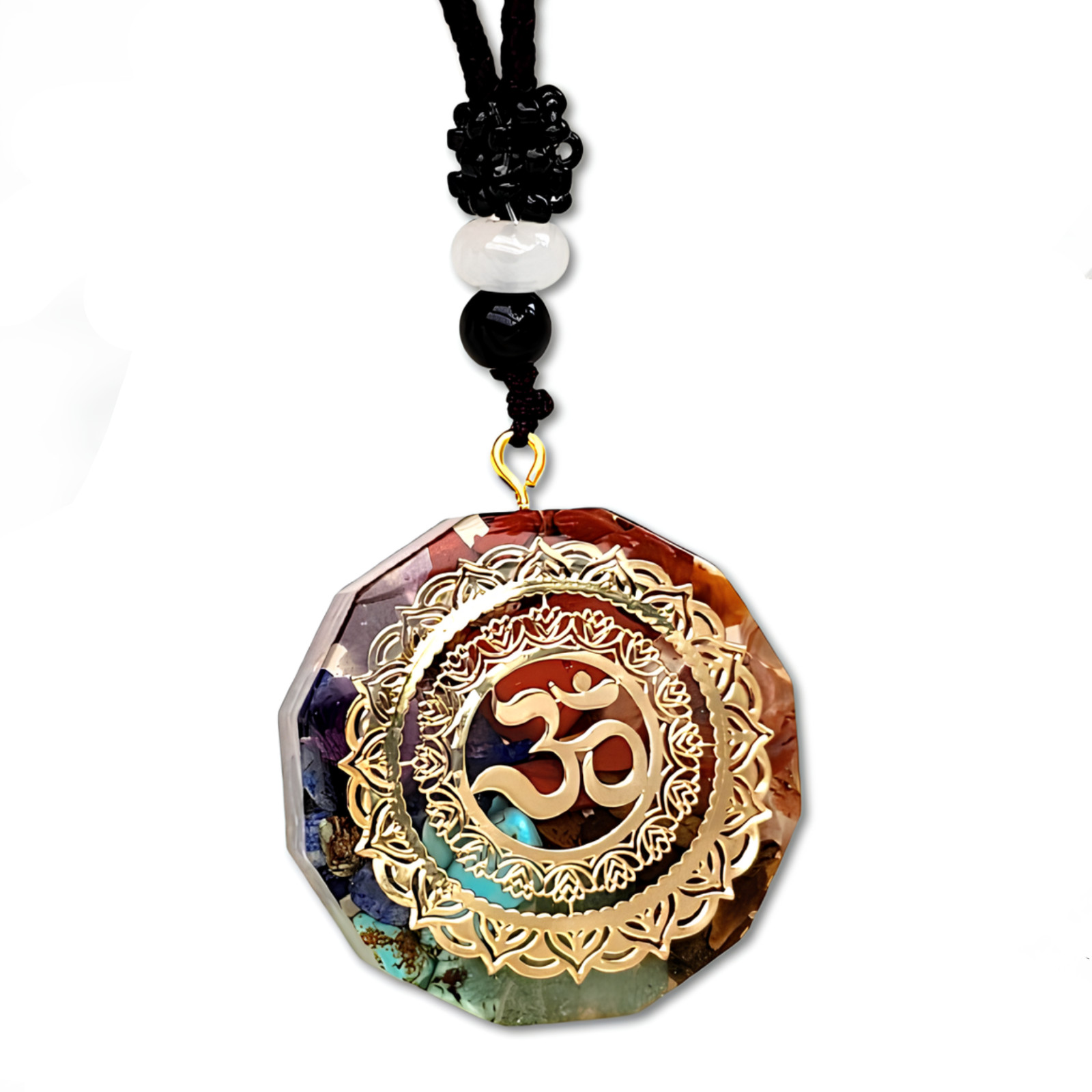 Om Pendant Mandala Necklace Symbol Orgone 7 Chakra Healing Gemstone Jewellery