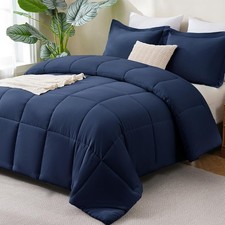 CozyLux King Size Comforter Set, 3-Piece King 102"x90" , Navy Blue