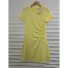 Universal Thread Yellow Short Sleeve Side Ruched T-Shirt Mini Dress XS NEW
