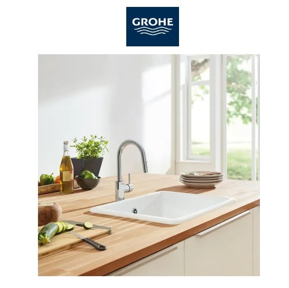 Grohe 31479001 Concetto 1.75 GPM Single Hole Pull Down Bar Faucet Starlight Chro