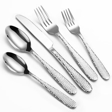 Hammered Silverware Set 40-Piece Stainless Steel for 8 Remoxye