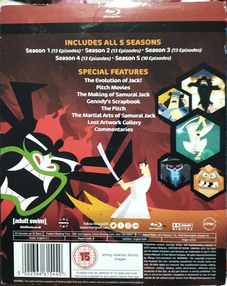 DAMAGED CASE Samurai Jack: The Complete Series Box Set 5 Disc Blu-ray 2019 RARE - Image 2 of 4