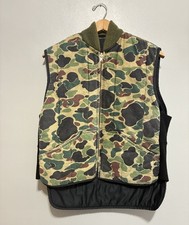 Vintage Woodland Duck Camouflage Camo Hunting Vest Mens Large 1980s Zip Up Vest
