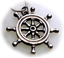 Pendentif Gouvernail Argent Véritable 925 Sterling Bateau Unisexe Aviron