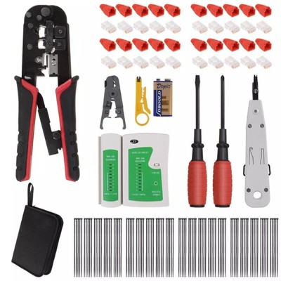 NETZWERK WERKZEUG SET ELEKTRONIK CRIMPZANGE LAN LSA KABELTESTER RJ11 RJ12, RJ45