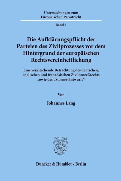 Die AufkläRungspflicht Der Parteien Des Zivilprozesses Vor Dem Hintergrund...-image