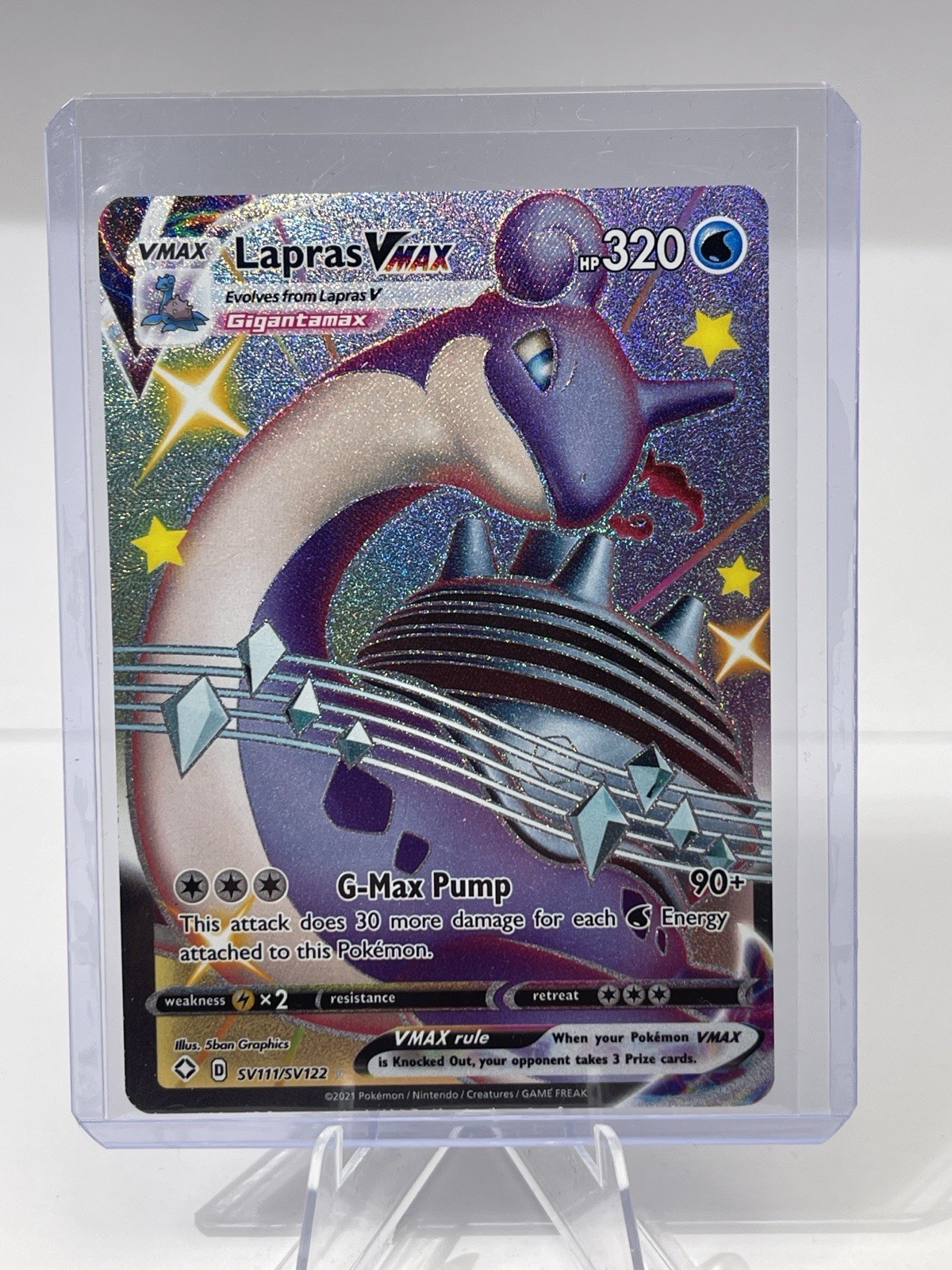 Lapras VMAX Shiny SV111/SV122 Pokémon Shining Fates Full Art Secret Rare – NM