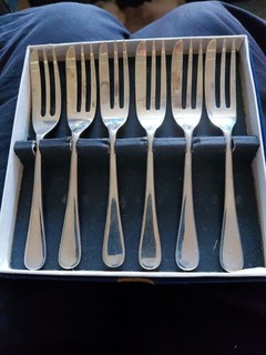 Rustless Cake/dessert Forks Set Of 6 Nickel Silver Uk Made.