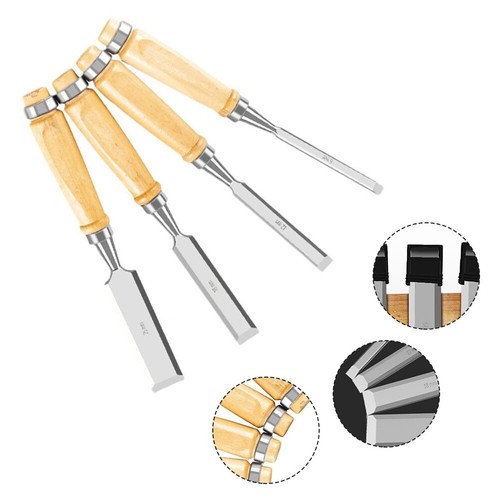 Lot De 4 Ciseaux à Bois Professionnels - 6,13,19,25 Mm, Acier Carbone, Avec Sac De Rangement